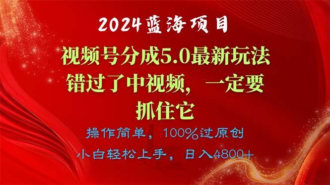 2024蓝海项目，视频号分成计划5.0最新玩法，错过了中视频，一定要抓住...-金易项目网