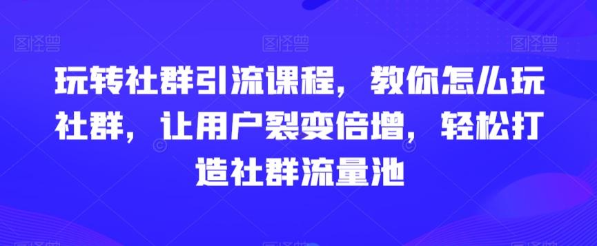 玩转社群引流课程，教你怎么玩社群，让用户裂变倍增，轻松打造社群流量池-金易项目网