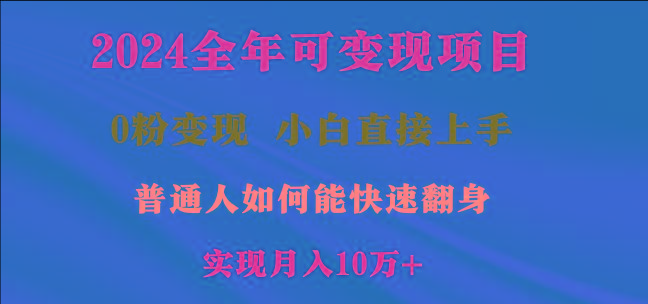 2024全年可变现项目，一天收益至少2000+，小白上手快，普通人就要利用互…-金易项目网