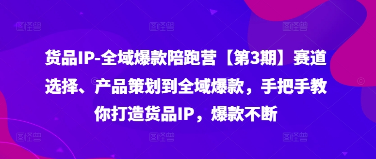 货品IP全域爆款陪跑营【第3期】赛道选择、产品策划到全域爆款，手把手教你打造货品IP，爆款不断-金易项目网