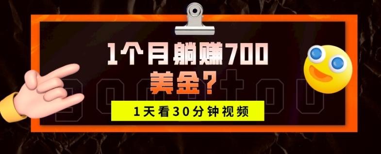 1天看30分钟视频，1个月躺赚700美金？-金易项目网