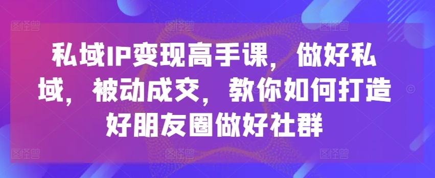私域IP变现高手课，做好私域，被动成交，教你如何打造好朋友圈做好社群-金易项目网