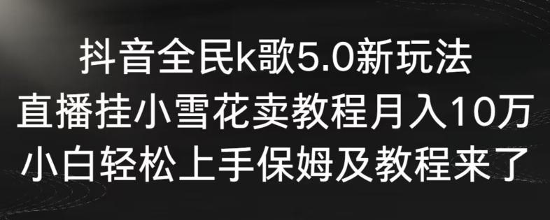 抖音全民k歌5.0新玩法，直播挂小雪花卖教程月入10万，小白轻松上手，保姆及教程来了【揭秘】-金易项目网