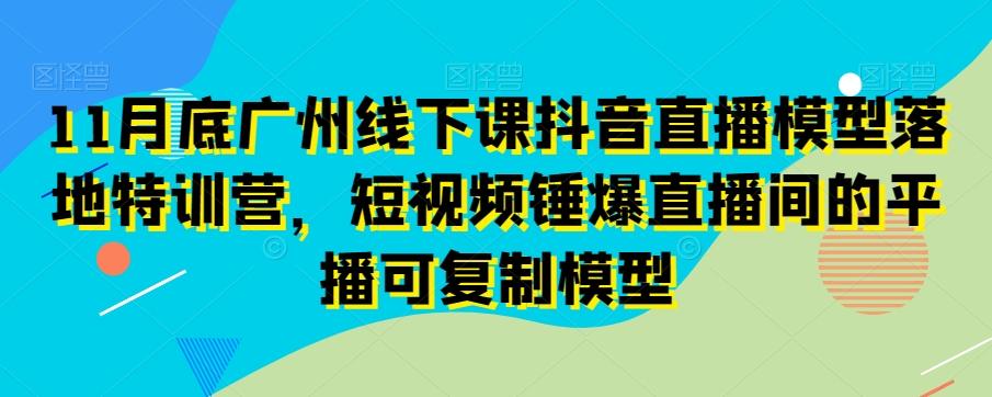 11月底广州线下课抖音直播模型落地特训营，短视频锤爆直播间的平播可复制模型-金易项目网