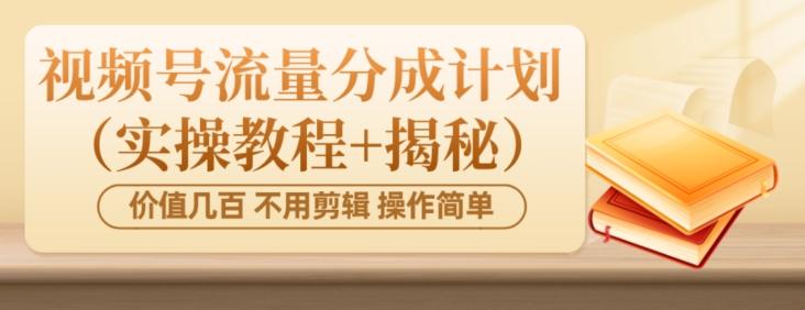 价值几百上千不用剪辑简单操作视频号流量分成计划（实操教程+揭秘）-金易项目网