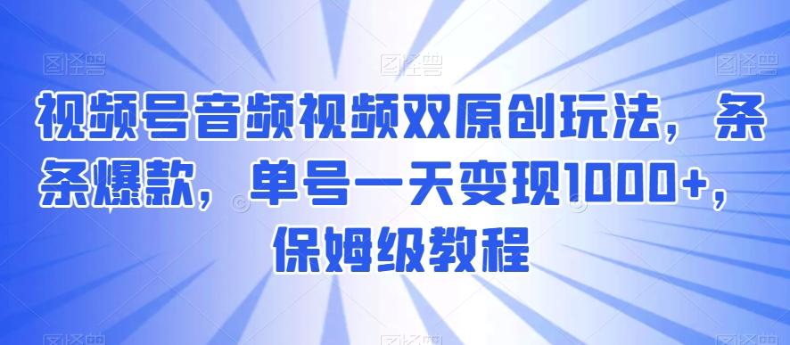 视频号音频视频双原创玩法，条条爆款，单号一天变现1000+，保姆级教程【揭秘】-金易项目网
