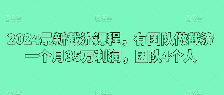 2024最新截流课程，有团队做截流一个月35万利润，团队4个人-金易项目网