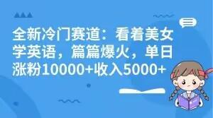 全新冷门赛道：看着美女学英语，篇篇爆火，单日涨粉10000+收入5000+-金易项目网