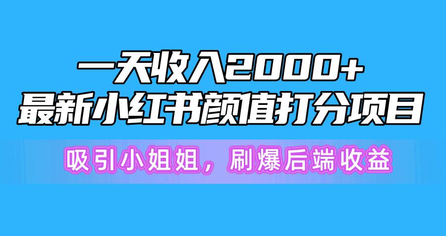 一天收入2000+，最新小红书颜值打分项目，吸引小姐姐，刷爆后端收益-金易项目网
