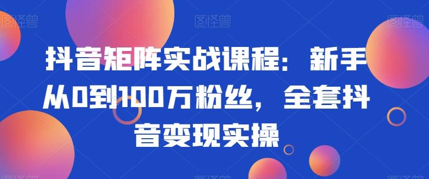 抖音矩阵实战课程：新手从0到100万粉丝，全套抖音变现实操-金易项目网