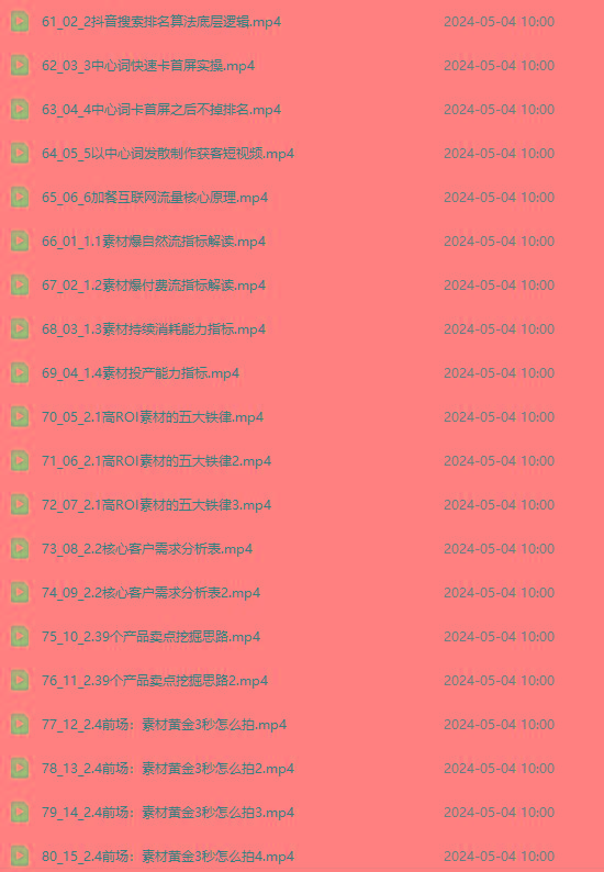 图片[4]-2024单品正价起号，直播素材投流选品：选品课+投流课+素材课+卡首屏/100节-金易项目网