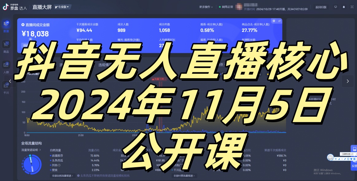 抖音无人直播核心公开课，咸鱼翻身小白可做带有睡后收入月入过万太简单【揭秘】-金易项目网