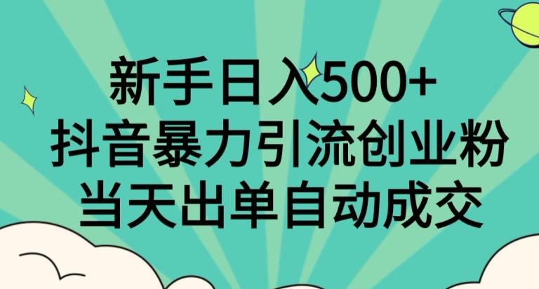 新手日入500+，抖音暴力引流创业粉，当天出单自动成交-金易项目网