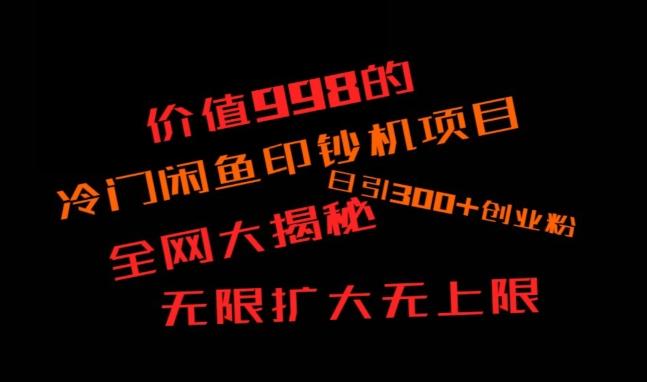 闲鱼流量印钞机项目大揭秘，日引300+创业粉，保姆级实操教程-金易项目网