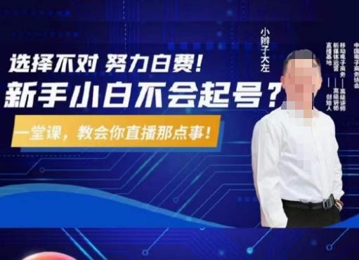 大左教您从0到1做直播带货，选择不对，努力白费，5小时课程搞定那点事，解决你起号问题-金易项目网