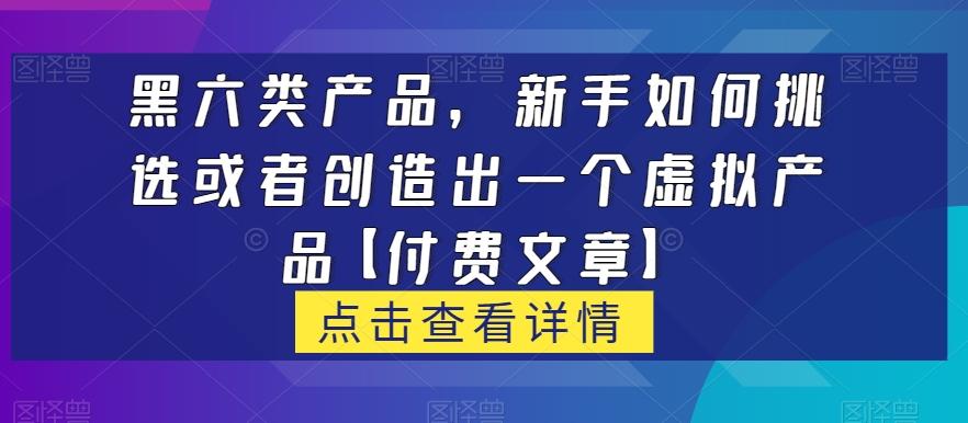 黑六类虚拟产品，新手如何挑选或者创造出一个虚拟产品【付费文章】-金易项目网