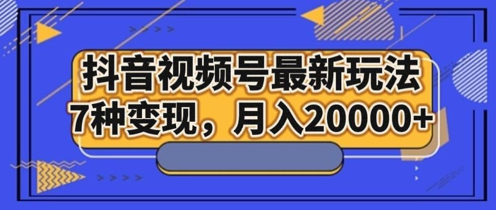 抖音视频号最新玩法，7种变现，月入20000+-金易项目网