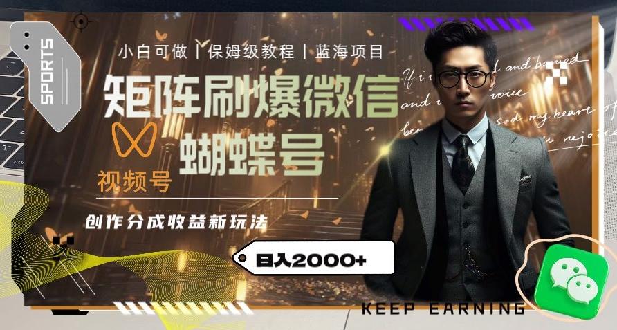 矩阵刷爆微信蝴蝶号创作者分成计划收益的新玩法，日入2000+【揭秘】-金易项目网