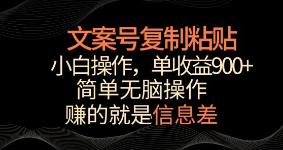 文案号掘金，简单复制粘贴，小白操作，单作品收益900+【揭秘】-金易项目网