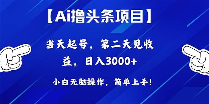 Ai撸头条，当天起号，第二天见收益，日入3000+-金易项目网