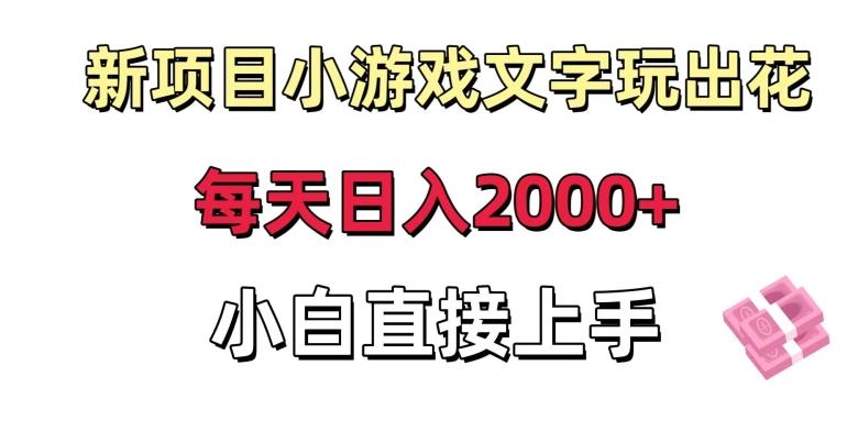 新项目小游戏文字玩出花日入2000+，每天只需一小时，小白直接上手【揭秘】-金易项目网