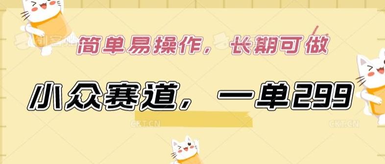 小众赛道，一单299.简单易操作，长期可做【揭秘】-金易项目网