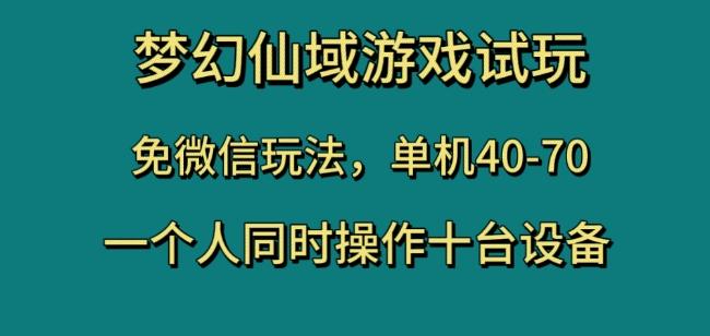 梦幻仙域游戏试玩，免微信玩法，单机40-70，一个人同时操作十台设备【揭秘】-金易项目网