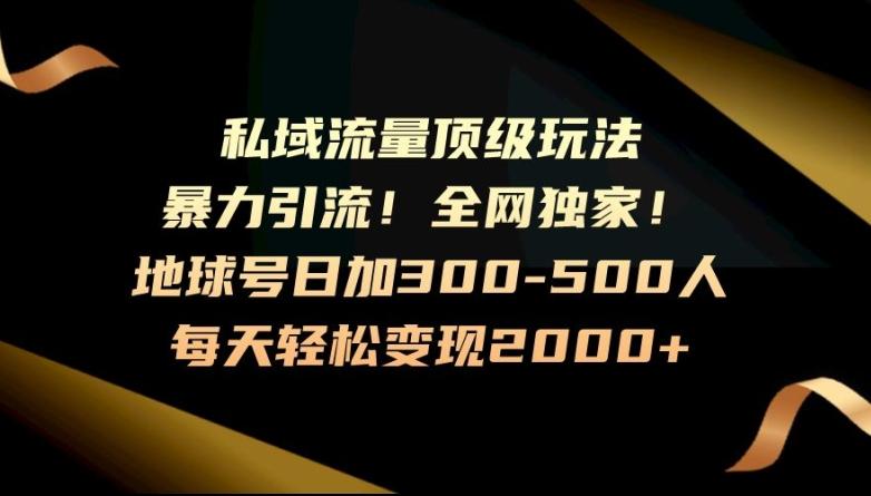 暴力引流，全网独家，地球号日加300-500人，私域流量顶级玩法，每天轻松变现2000+-金易项目网