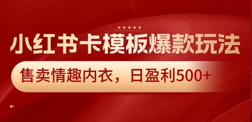 小红书卡模板爆款玩法，售卖情趣内衣，日盈利500+【揭秘】-金易项目网
