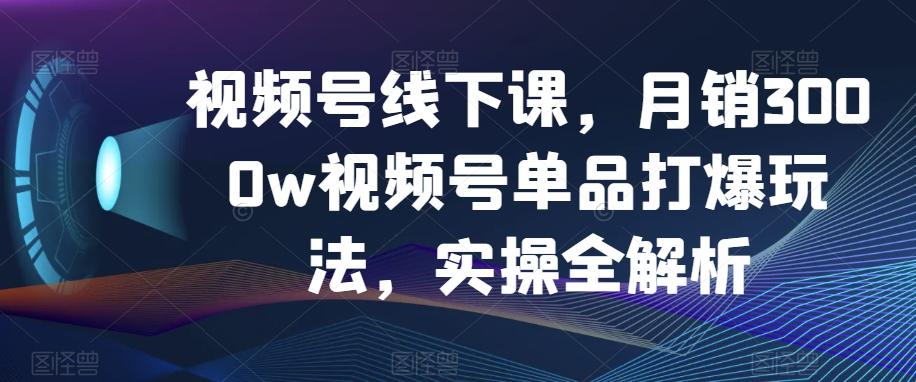 视频号线下课，月销3000w视频号单品打爆玩法，实操全解析-金易项目网