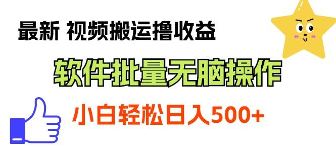 最新视频搬运撸收益，软件无脑批量操作，新手小白轻松上手-金易项目网