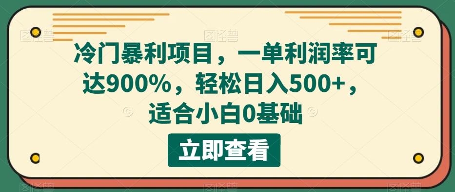 冷门暴利项目，一单利润率可达900%，轻松日入500+，适合小白0基础-金易项目网