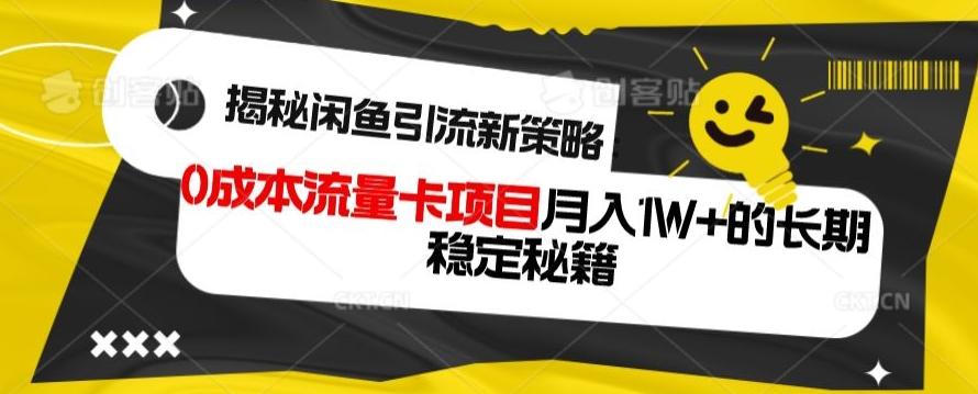 揭秘闲鱼引流新策略：0成本流量卡项目，月入1W+的长期稳定秘籍-金易项目网