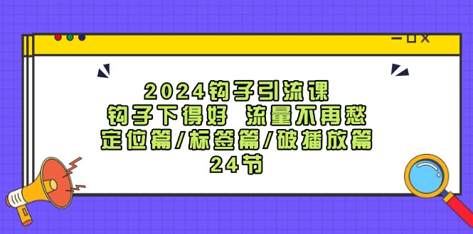 2024钩子引流课：钩子下得好流量不再愁，定位篇/标签篇/破播放篇/24节-金易项目网
