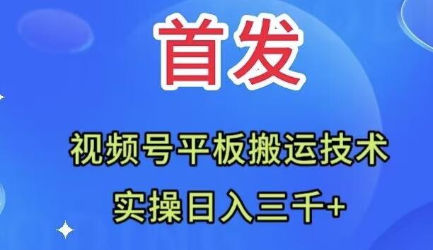 全网首发：视频号平板搬运技术，实操日入三千＋-金易项目网