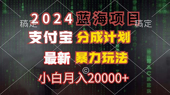 2024蓝海项目，支付宝分成计划，暴力玩法，刷爆播放量，小白月入20000+-金易项目网