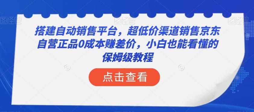 搭建自动销售平台，超低价渠道销售京东自营正品0成本赚差价，小白也能看懂的保姆级教程【揭秘】-金易项目网