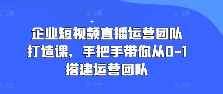 企业短视频直播运营团队打造课，手把手带你从0-1搭建运营团队-金易项目网
