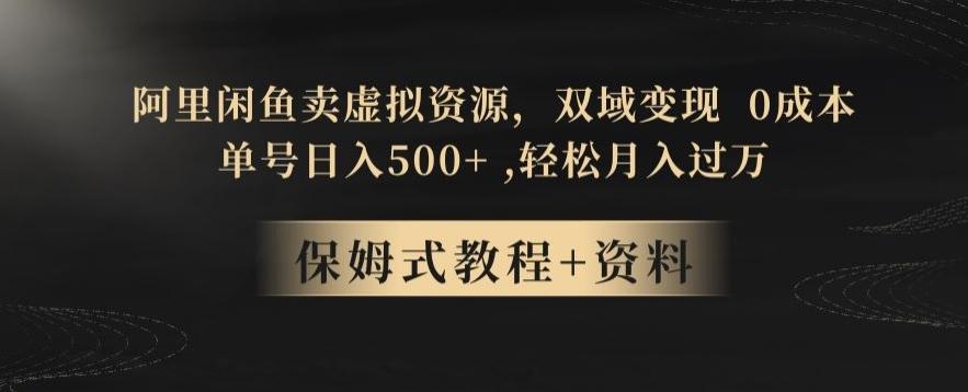 阿里闲鱼卖虚拟资源，双域变现，0成本，日入500+，轻松月入过万-金易项目网