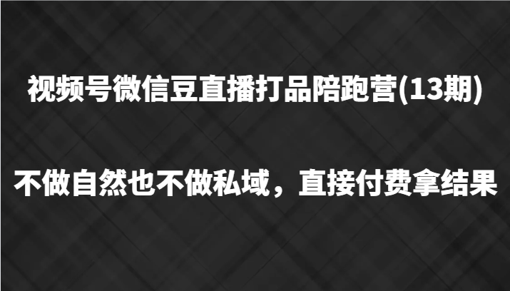 视频号微信豆直播打品陪跑(13期)，不做不自然流不做私域，直接付费拿结果-金易项目网