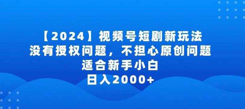 2024视频号短剧玩法，没有授权问题，不担心原创问题，适合新手小白，日入2000+【揭秘】-金易项目网