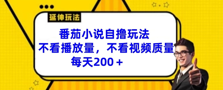 番茄小说自撸玩法，不看播放量，不看视频质量，每天200+【揭秘】-金易项目网