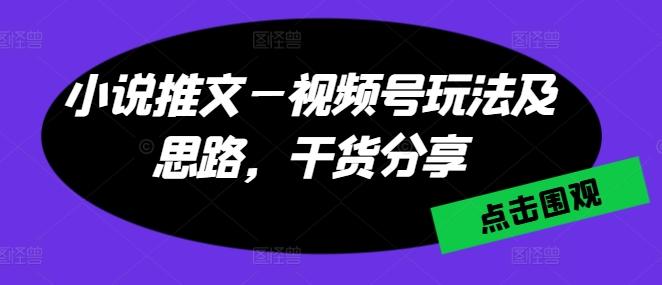 小说推文—视频号玩法及思路，干货分享-金易项目网