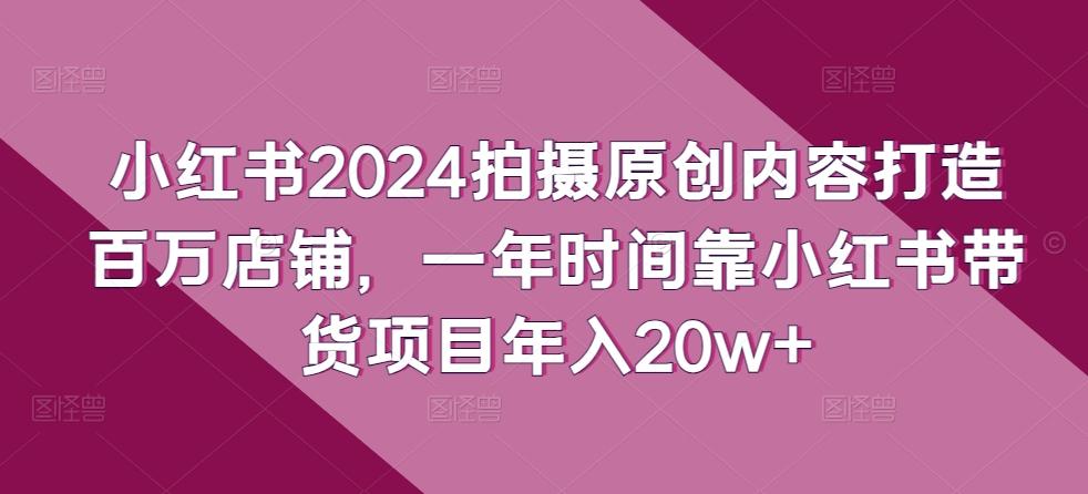 小红书2024拍摄原创内容打造百万店铺，一年时间靠小红书带货项目年入20w+-金易项目网