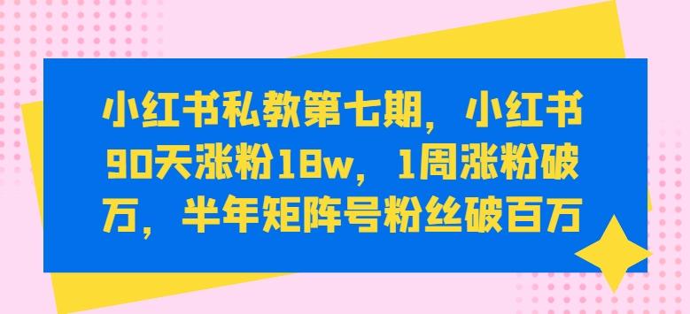小红书私教第七期，小红书90天涨粉18w，1周涨粉破万，半年矩阵号粉丝破百万-金易项目网