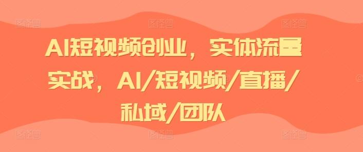 AI短视频创业，实体流量实战，AI/短视频/直播/私域/团队-金易项目网
