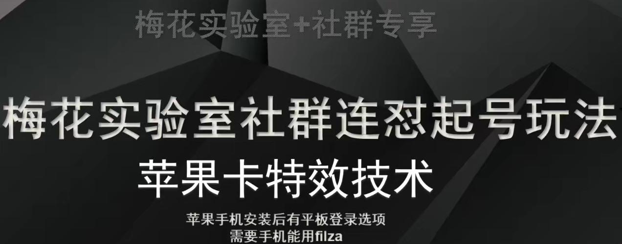 梅花实验室社群视频号连怼起号玩法，最新苹果卡特效技术-金易项目网
