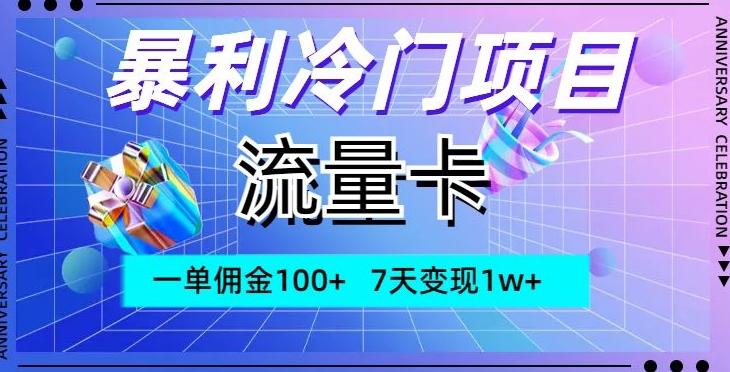 暴利冷门项目，流量卡，一单佣金100+，7天变现1w+-金易项目网