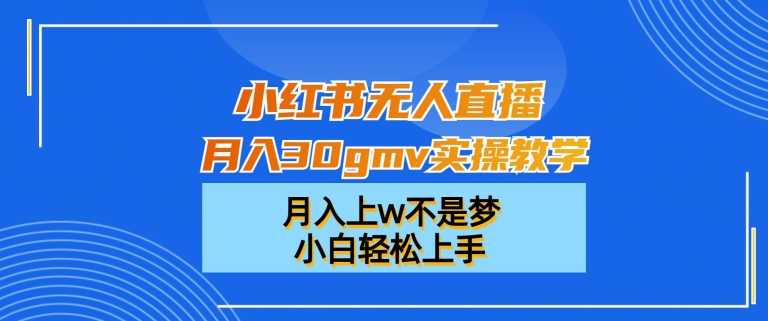 小红书无人直播月入30gmv实操教学，月入上w不是梦，小白轻松上手【揭秘】-金易项目网