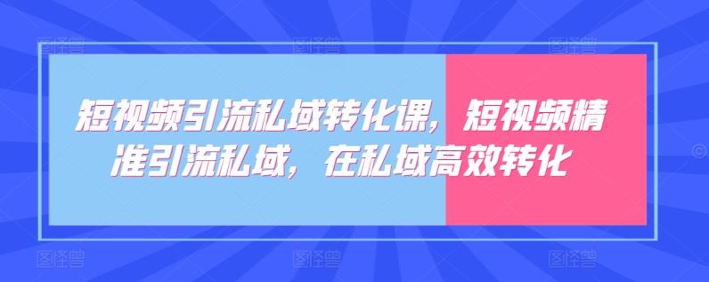 短视频引流私域转化课，短视频精准引流私域，在私域高效转化-金易项目网